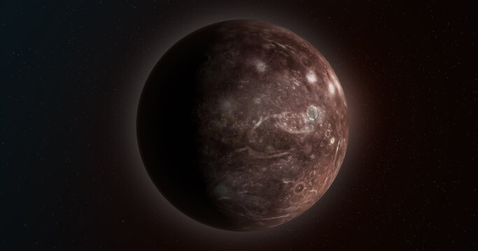 Titania moon, natural satellite of Uranus planet, in the outer space