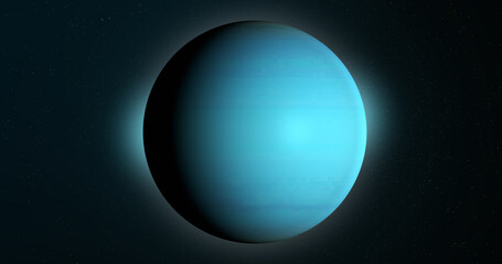 Uranus planet rotating in its own orbit in the outer space - obrazy, fototapety, plakaty