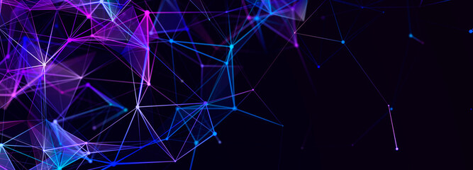 Technology background. Abstract digital combination dots and lines. Network connection structure. 3d Widescreen
