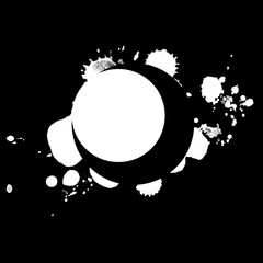 Абстрактный черный полумесяц на фоне разводов. Кляксы