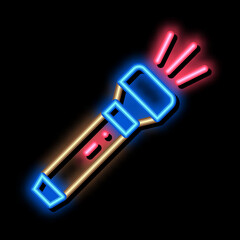 Person Pocket Flashlight neon light sign vector. Glowing bright icon Person Pocket Flashlight sign. transparent symbol illustration