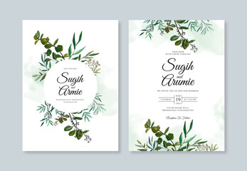 Beautiful greenery wedding invitation template