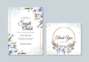 Beautiful wedding card invitation template with watercolor floral