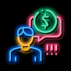 Man Persistently Waiting for Salary neon light sign vector. Glowing bright icon Man Persistently Waiting for Salary sign. transparent symbol illustration