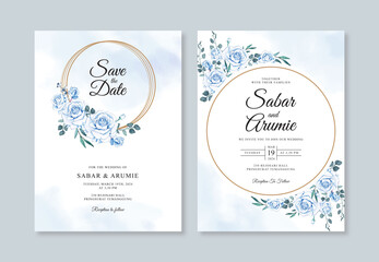 Floral wedding invitation set template