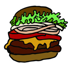 美味しそうなチェダーチーズハンバーガーのベクターイラスト / vector illustration of a humburger