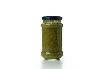 Jar of Pesto sauce isolated on white background