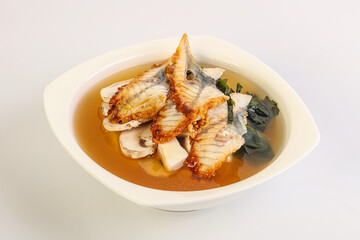 Japanese traditional miso soup with eel