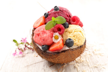 coconut bowl with ice cream scoop