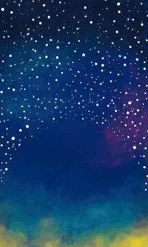 水彩風　星空　縦
