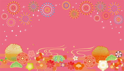 花火が上がる和風素材