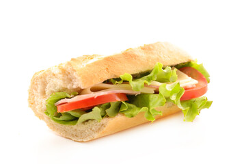 sandwich-baguette with ham, cheese and tomato