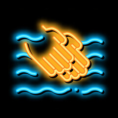 Hands Washing In Water neon light sign vector. Glowing bright icon Hands Washing In Water sign. transparent symbol illustration