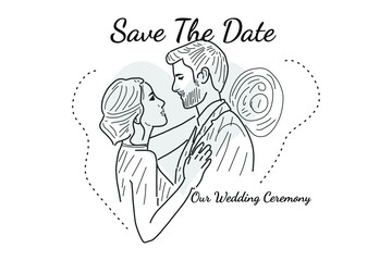 man of the day with flower illustration Wedding Couple romantic posture line 