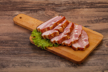 Tasty smoked pork brisket slice