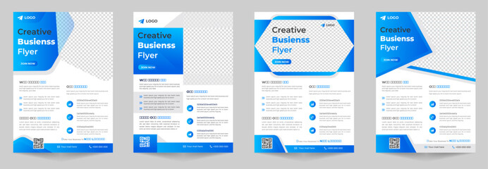 Corporate business flyer template design  set with blue color. marketing, business proposal, promotion, advertise, publication, cover page. digital marketing agency flyer design. new  flyer set.