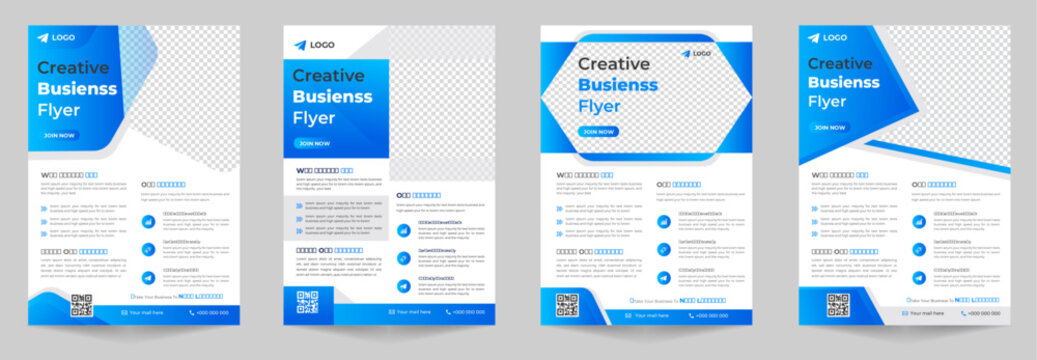 Corporate business flyer template design  set with blue color. marketing, business proposal, promotion, advertise, publication, cover page. digital marketing agency flyer design. new  flyer set.