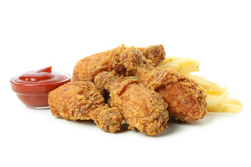 Tasty fried chicken isolated on white background