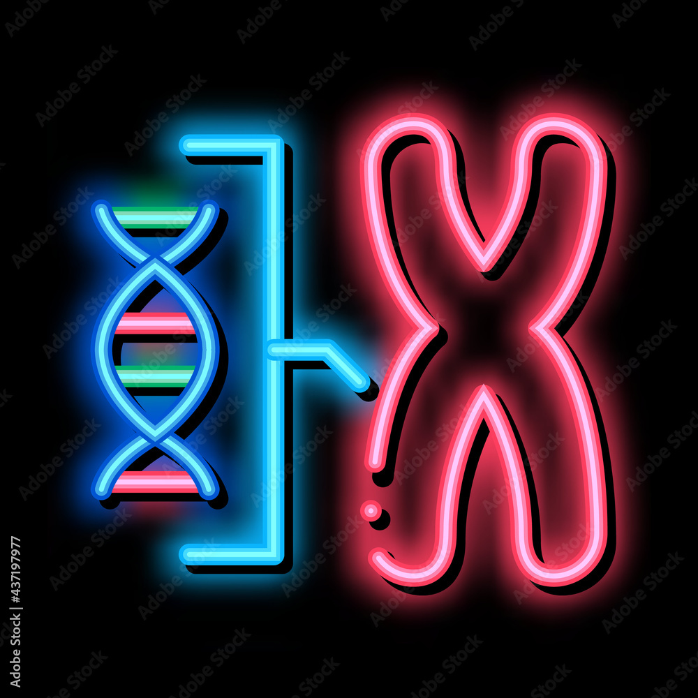 Wall mural Chromosome And Molecule neon light sign vector. Glowing bright icon Chromosome And Molecule sign. transparent symbol illustration