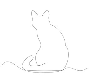 cat one line drawing isolated