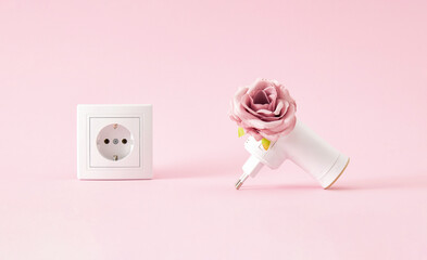 Creative concept of  air, room freshener.which instead of plugins refill have fresh flowers. .A...