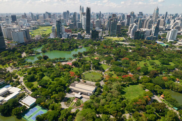 Aerial Top View of Green Trees in Lumpini Park