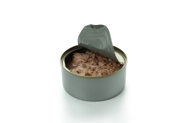 Blank canned tuna isolated on white background