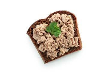 Sandwich with canned tuna isolated on white background