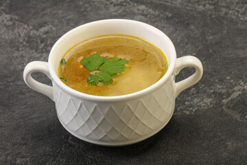 Tasty chicken soup with carrot