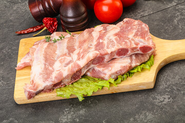 Raw pork ribs for cooking