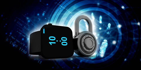 3d rendering fitness bracelet smart watch protection lock
