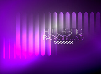 Bright neon color techno abstract background, shiny glowing neon lines in the dark background