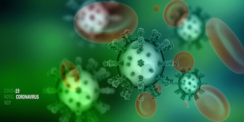 3d render Corona virus microscopic view