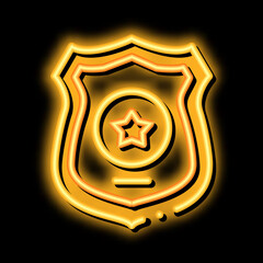 Police Officer Badge neon light sign vector. Glowing bright icon Police Officer Badge sign. transparent symbol illustration