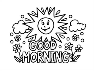 illustration of a flower coloring page,good morning t shirt design,sun set vector,