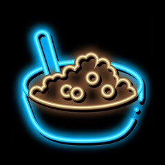 Caviar Dish Bowl neon light sign vector. Glowing bright icon Caviar Dish Bowl sign. transparent symbol illustration