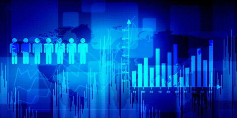 2d rendering Stock market online business concept. business Graph 