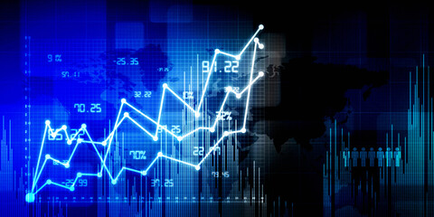 2d rendering Stock market online business concept. business Graph 