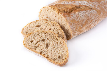 Fresh baked bread isolated on white background. 	