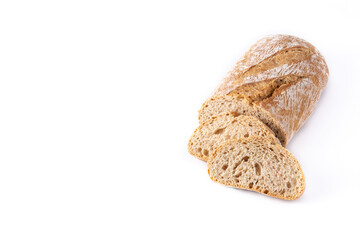 Fresh baked bread isolated on white background. Copy space	