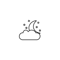 Moon, clouds and stars icon. Sleep dreams symbol. Night or bed time sign. Circle and square buttons. Flat design set. Thank you ribbon. Vector