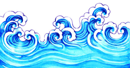 波模様の水彩画