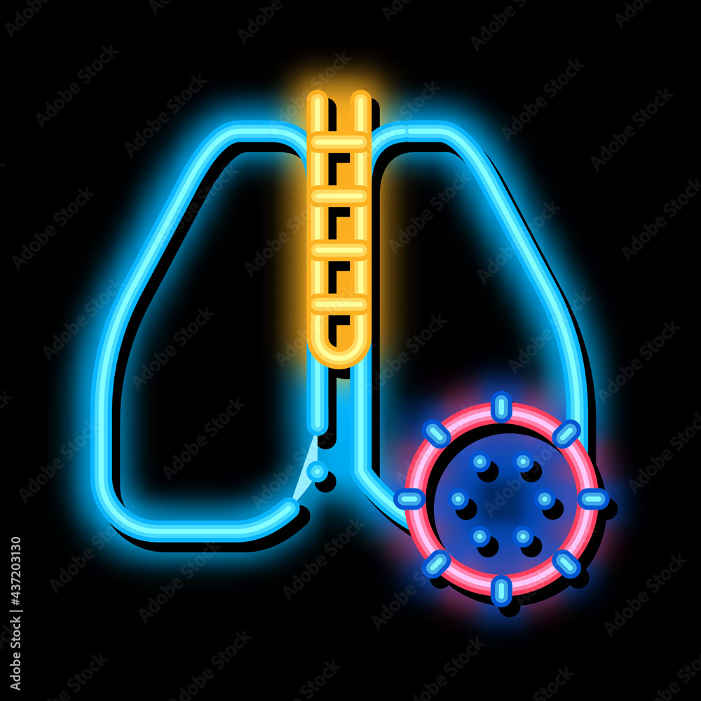 Wall mural Lungs Infection neon light sign vector. Glowing bright icon Lungs Infection sign. transparent symbol illustration