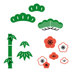 松、竹、梅のイラストセット