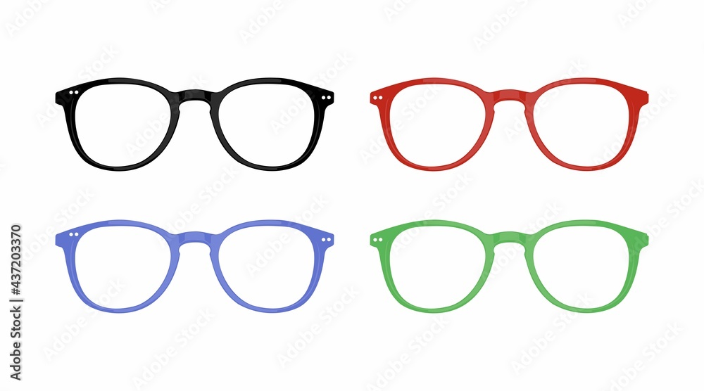 Wall mural different color glasses frames. vector isolated set of glasses icons