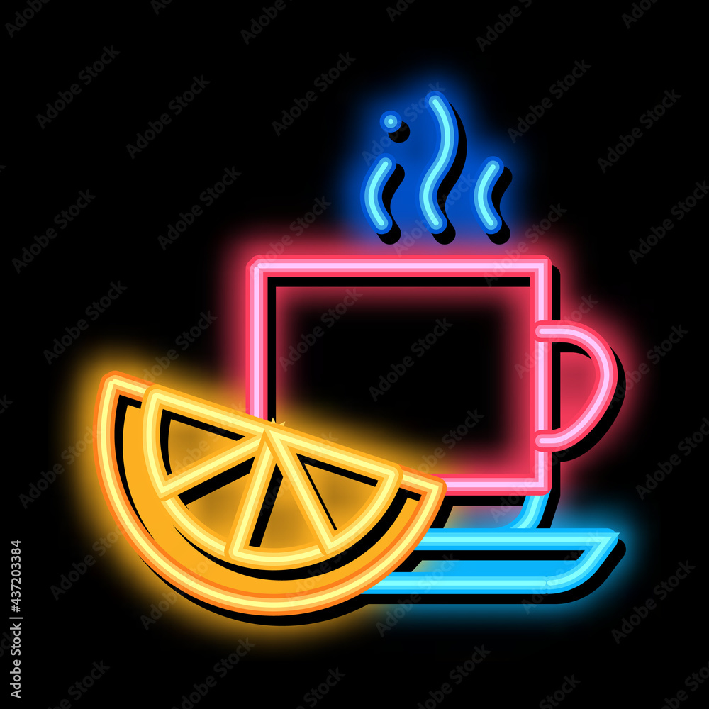 Canvas Prints lemon tea cup neon light sign vector. glowing bright icon lemon tea cup sign. transparent symbol ill