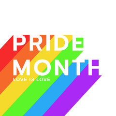 LGBTQ+ with Pride Month love is love  Symbols and Rainbow colors. LGBT designs isolated on white background, Vector illustration EPS 10