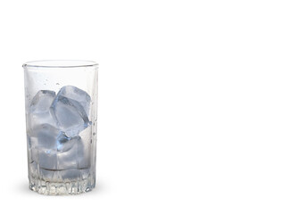 A glass of ice on a white background.