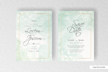 Minimalist watercolor wedding card template with hand drawn floral and watercolor splash design