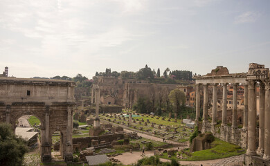  Tourists visiting the Roman Forum